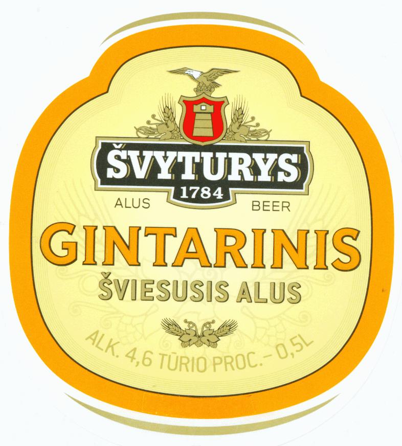 Prekės ženklas: ŠVYTURYS 1784 GINTARINIS ŠVIESUSIS ALUS
